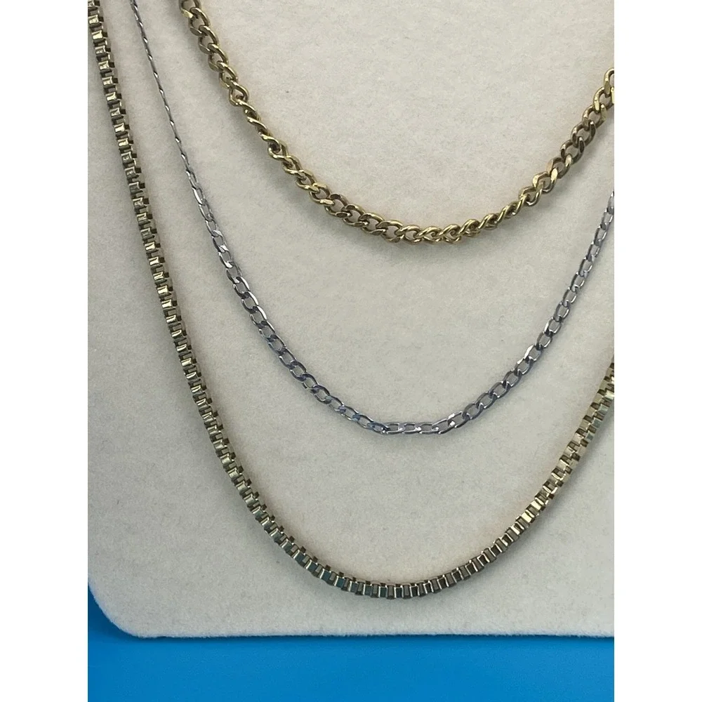Fashion Layering Chain Necklace Set‎ Gold Tone Silver Tone Mixed Link Styles